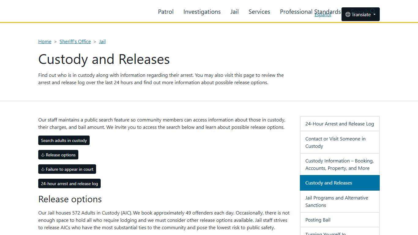 Custody and Releases | Washington County, OR