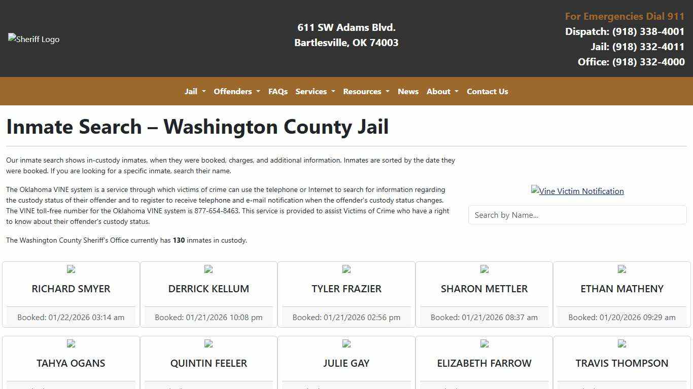 Inmate Search | Washington County Sheriff's Office